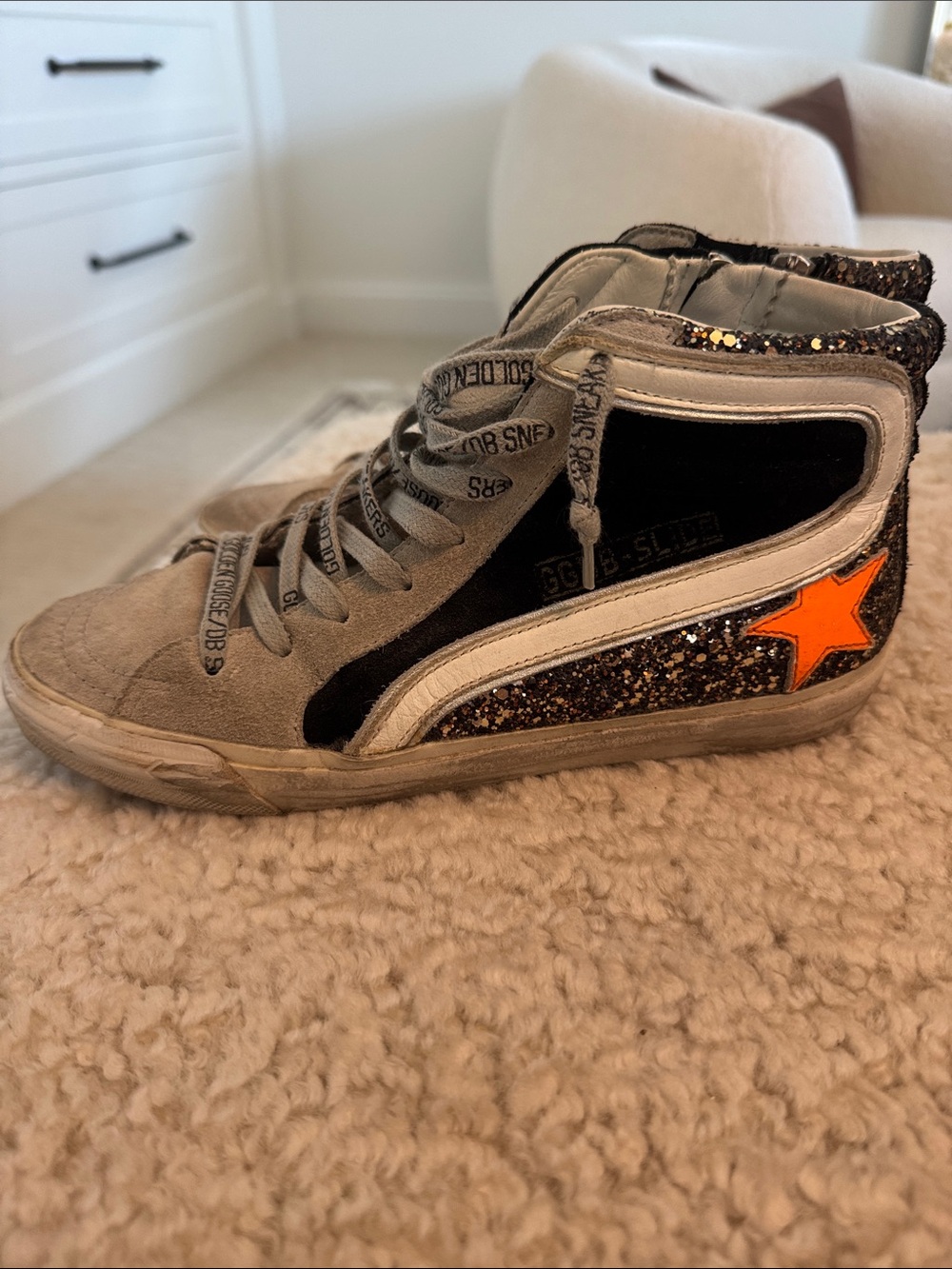 Golden Goose slide High-Top Sneaker in Gray, Black and Orange